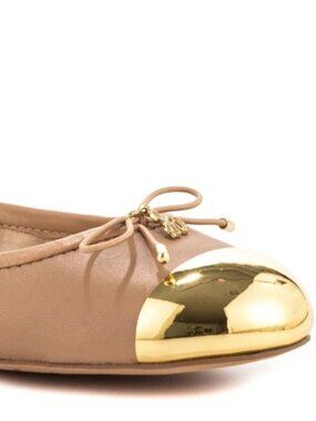 Sam Edelman Women's Fairleigh Cap Toe Ballerina Flat Nude White Size 9 M